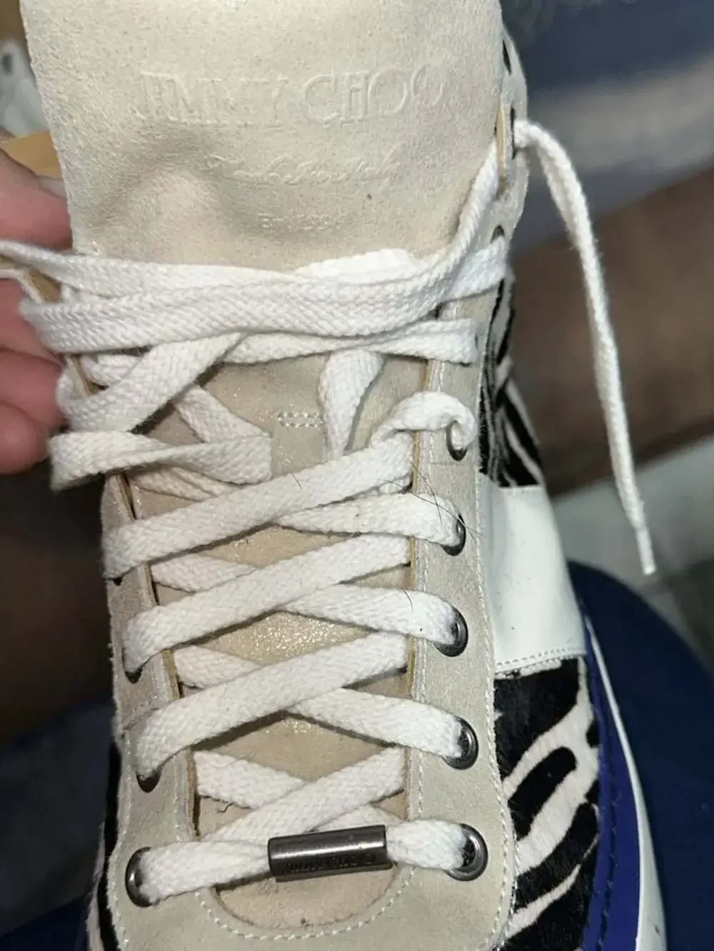 Jimmy Choo Belgravia High-Top Sneakers Size 42.5 Zebra Pony Hair